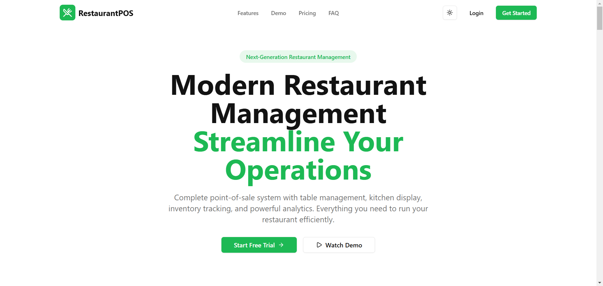Restaurant Management System — screenshot. Frontend project. Built with React, TypeScript, TailwindCSS, Vercel.
